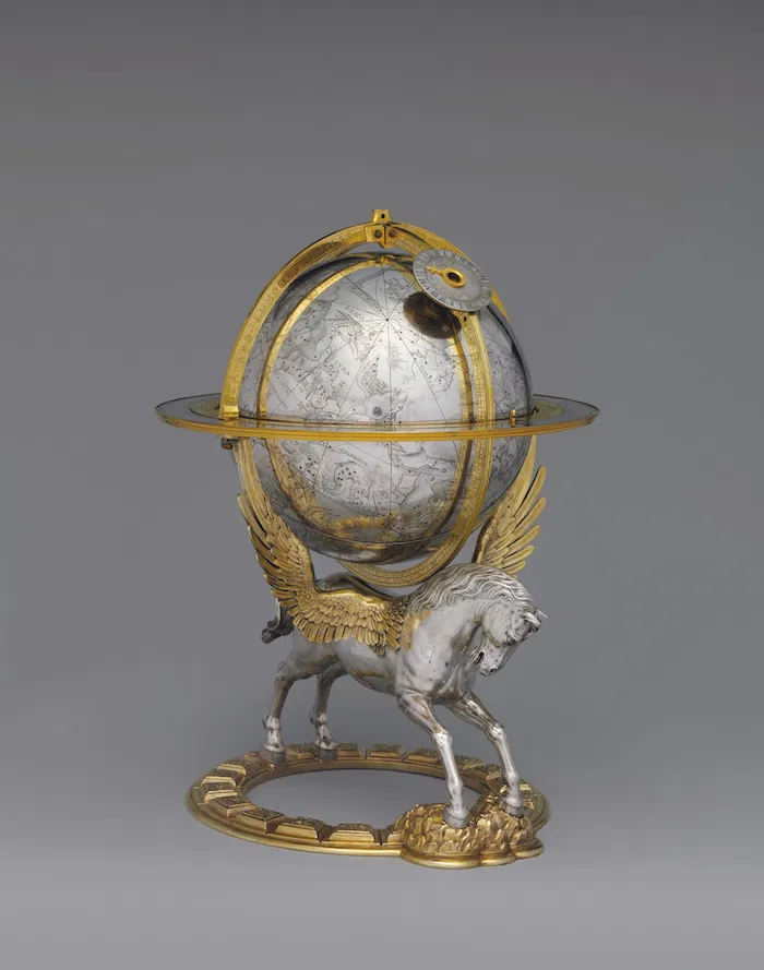 Clockwork celestial globe, by Gerhard Emmoser. Made for Rudolf II’s Kunstkammer
