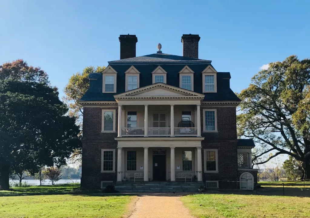 the reconstructed Great House at Shirley Plantation