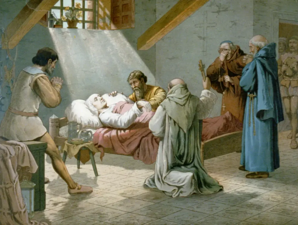 The death of Columbus, lithograph by L. Prang & Co., 1893