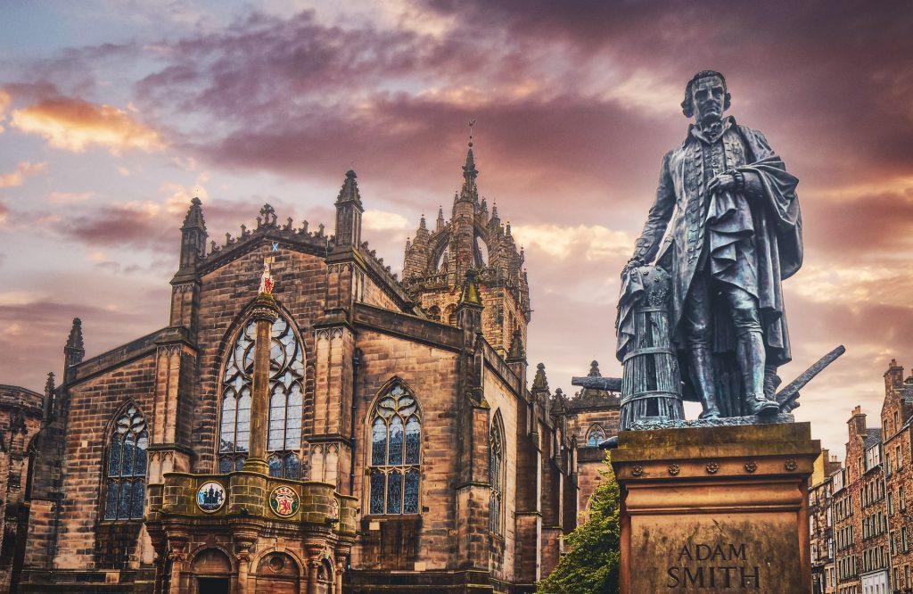 Statue of Adam Smith on Edinburgh’s Royal Mile