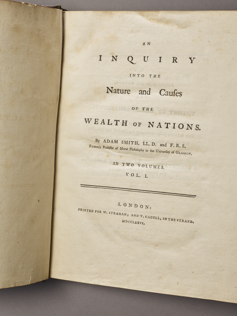 First edition title page of Wealth of Nations